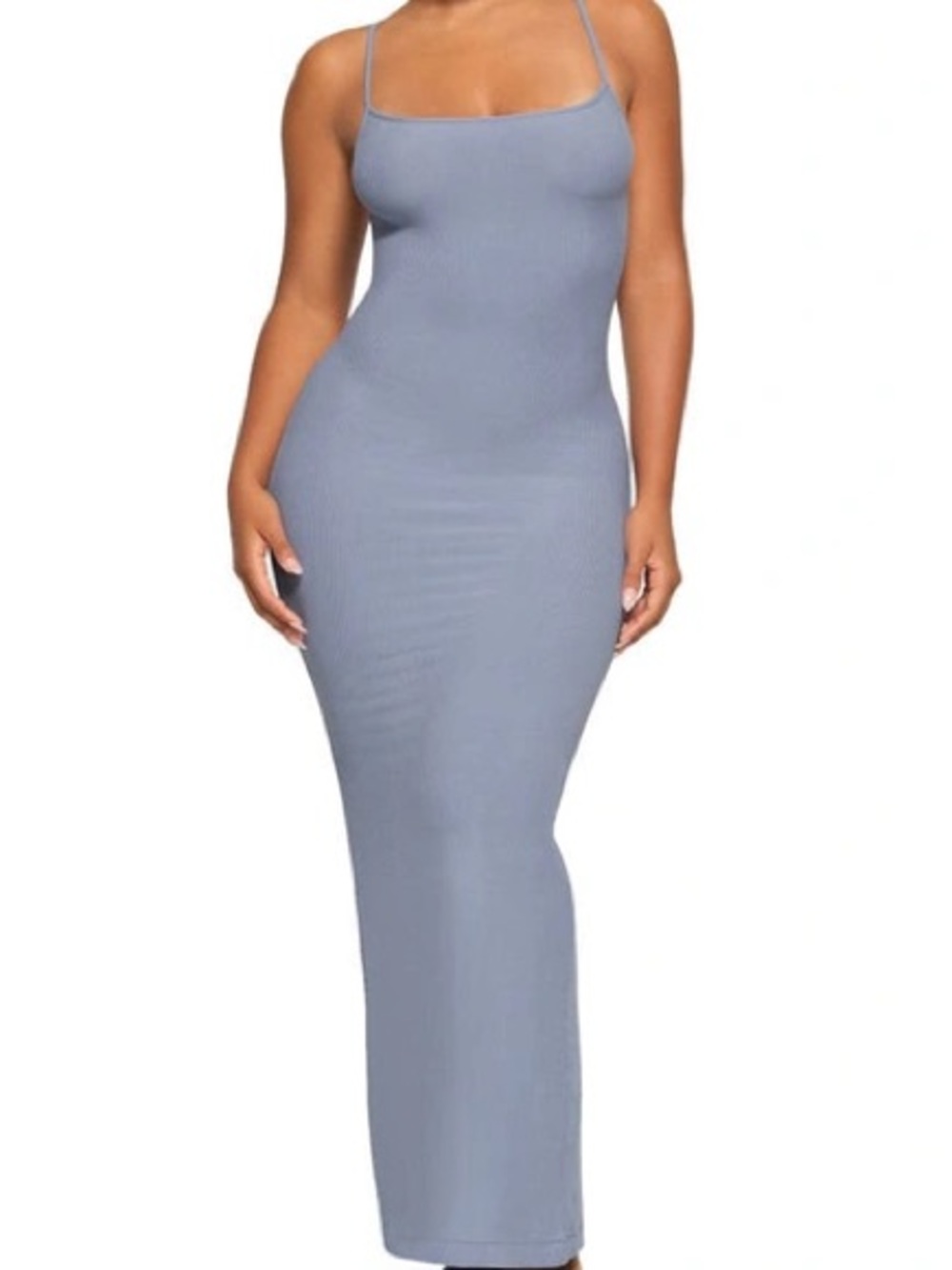SKIMS Sleeveless Ribbed Maxi Dress in Slate Blue
